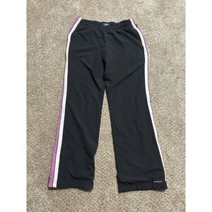 Vintage Rebook Sweatpants Mens Small Black Pink Logo Pullon Drawstring